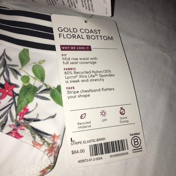 Athleta Floral Gold Coast Bikini Bottoms NWT - Picture 4 of 9